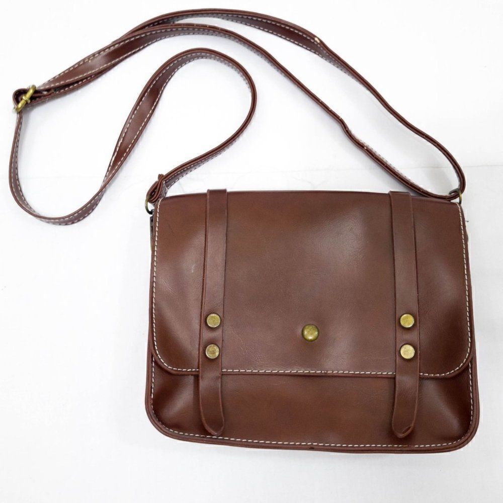 Unbranded Brown Vegan Leather Small Crossbody Bag Purse